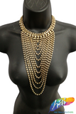 Metallic Gold Bead Chain Neckpiece, NEK-203 (Style F)