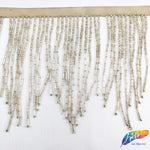 5 1/4" Variegated Beaded Fringe with Bugle and Seed Beads, FR-018