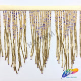 5 1/4" Variegated Beaded Fringe with Bugle and Seed Beads, FR-018
