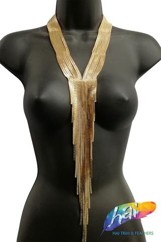 Metallic Gold Square Box Chain Neckpiece, NEK-204 (Style G)