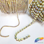 Crystal AB/Gold Rhinestone Diamante Cupchain Trim