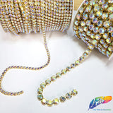 Crystal AB/Gold Rhinestone Diamante Cupchain Trim