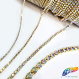 Crystal AB/Gold Rhinestone Diamante Cupchain Trim