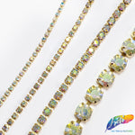 Crystal AB/Gold Rhinestone Diamante Cupchain Trim