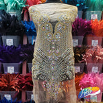 Crystal AB/Nude Mesh Beaded Rhinestone Dress Bodice Applique, BRD-02 AB
