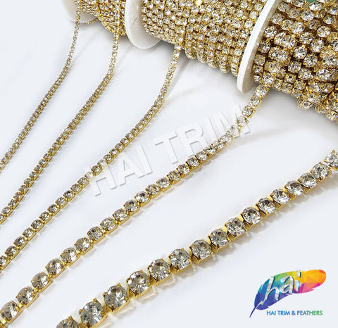 Crystal/Gold Rhinestone Diamante Cupchain Trim