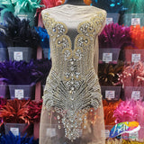 Crystal Beaded Rhinestone Dress Bodice Applique, BRD-02