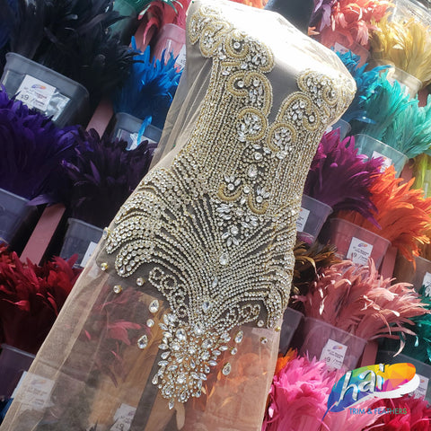 SALE! Crystal Beaded Rhinestone Dress Bodice Applique, BRD-02 Hai Trim & Feathers SALE! Crystal Beaded Rhinestone Dress Bodice Applique, BRD-02 Hai Trim & Feathers