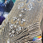 Crystal Beaded Rhinestone Dress Bodice Applique, BRD-02