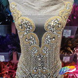 Crystal Beaded Rhinestone Dress Bodice Applique, BRD-02