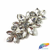 Glass Rhinestone Flower Motif Iron On Applique, IA-001