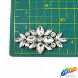 Glass Rhinestone Flower Motif Iron On Applique, IA-001