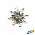 Spike Flower Rhinestone Iron On Applique, IA-006