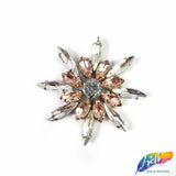 Spike Flower Rhinestone Iron On Applique, IA-006