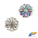 Crystal Flower Motif Rhinestone Iron On Applique, IA-050