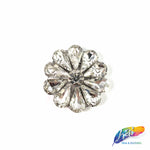 Crystal Flower Motif Rhinestone Iron On Applique, IA-050