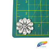 Crystal Flower Motif Rhinestone Iron On Applique, IA-050