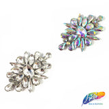 Crystal Flower Motif Rhinestone Iron On Applique, IA-051