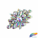 Crystal Flower Motif Rhinestone Iron On Applique, IA-051