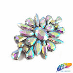 Crystal Flower Motif Rhinestone Iron On Applique, IA-051