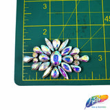 Crystal Flower Motif Rhinestone Iron On Applique, IA-051