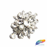 Crystal Flower Motif Rhinestone Iron On Applique, IA-051