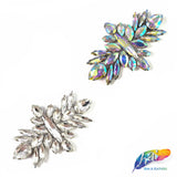 Crystal Flower Motif Rhinestone Iron On Applique, IA-053