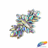 Crystal Flower Motif Rhinestone Iron On Applique, IA-053