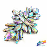 Crystal Flower Motif Rhinestone Iron On Applique, IA-053