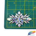Crystal Flower Motif Rhinestone Iron On Applique, IA-053