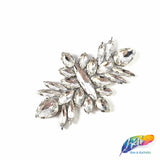 Crystal Flower Motif Rhinestone Iron On Applique, IA-053