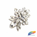 Crystal Flower Motif Rhinestone Iron On Applique, IA-053