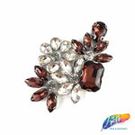 Flower Motif Rhinestone Iron On Applique, IA-057
