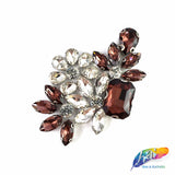 Flower Motif Rhinestone Iron On Applique, IA-057
