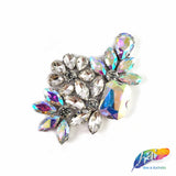 Flower Motif Rhinestone Iron On Applique, IA-057