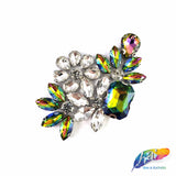 Flower Motif Rhinestone Iron On Applique, IA-057