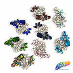 Flower Motif Rhinestone Iron On Applique, IA-057