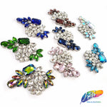 Flower Motif Rhinestone Iron On Applique, IA-057
