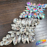 Crystal Flower Motif Rhinestone Iron On Applique, IA-059
