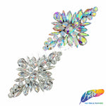 Crystal Flower Motif Rhinestone Iron On Applique, IA-059
