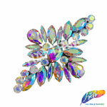 Crystal Flower Motif Rhinestone Iron On Applique, IA-059