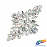 Crystal Flower Motif Rhinestone Iron On Applique, IA-059