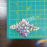 Crystal Flower Motif Rhinestone Iron On Applique, IA-059