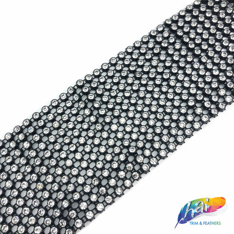 3" 12-row Black/Crystal Rhinestone Stretch Banding