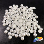 8mm White Flatback Glue On Pearls