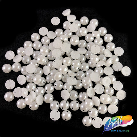 8mm White Flatback Sew On Pearls