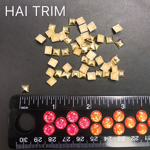6mm Pyramid Cut Square Iron On Studs, K-019