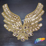 Gold/Rose Gold Wing Rhinestone Iron On Applique, IRA-046-1