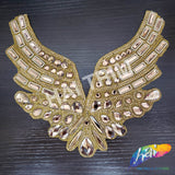 Gold/Rose Gold Wing Rhinestone Iron On Applique, IRA-046-1