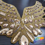 Gold/Rose Gold Wing Rhinestone Iron On Applique, IRA-046-1